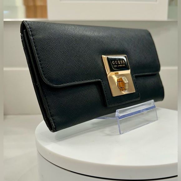 VTG Guess - Los Angeles - Black & Gold Wallet - VGUC - Picture 3 of 17